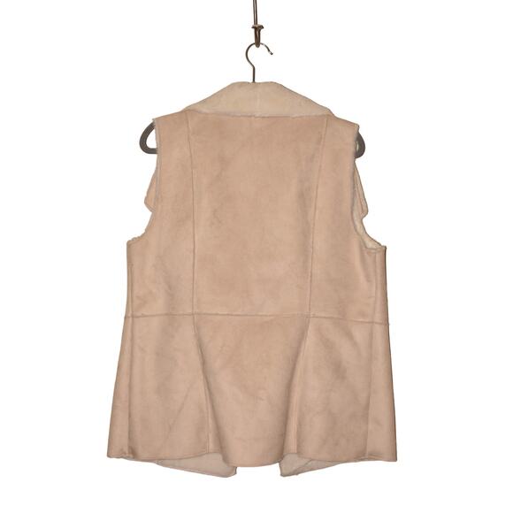 CHICO'S $139 Faux Suede Cozy Open Vest Beige White Chico's 2 / US Large - Picture 2 of 3